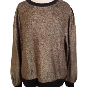 Express Gold & Black Sparkle Glitter L/S Top